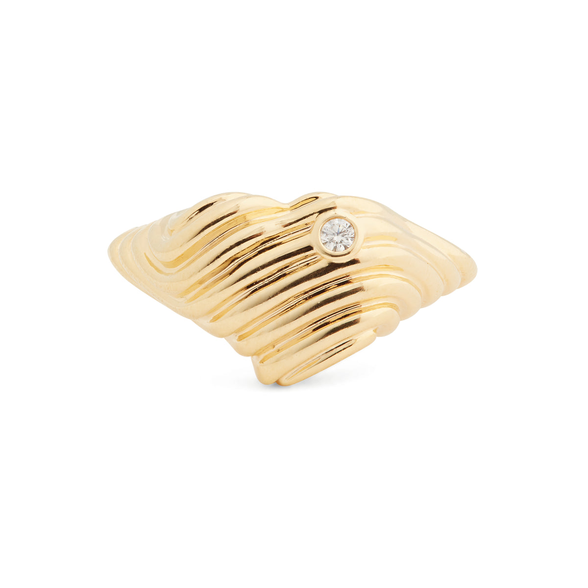 Ripple Heart Cz Signet Ring | asam6041