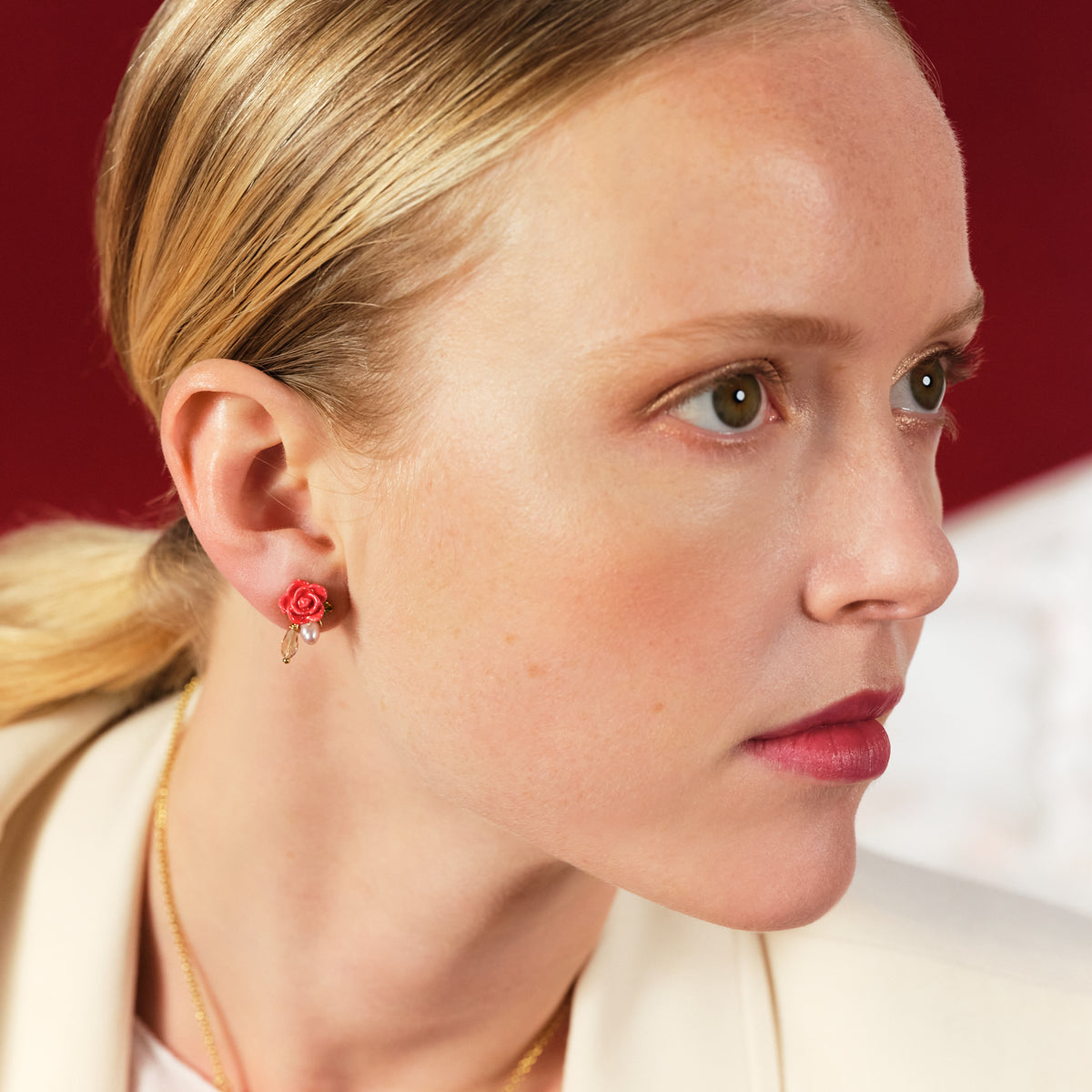 Rose, Cultured Pearl And Crystal Drop Earrings | ASAR1091