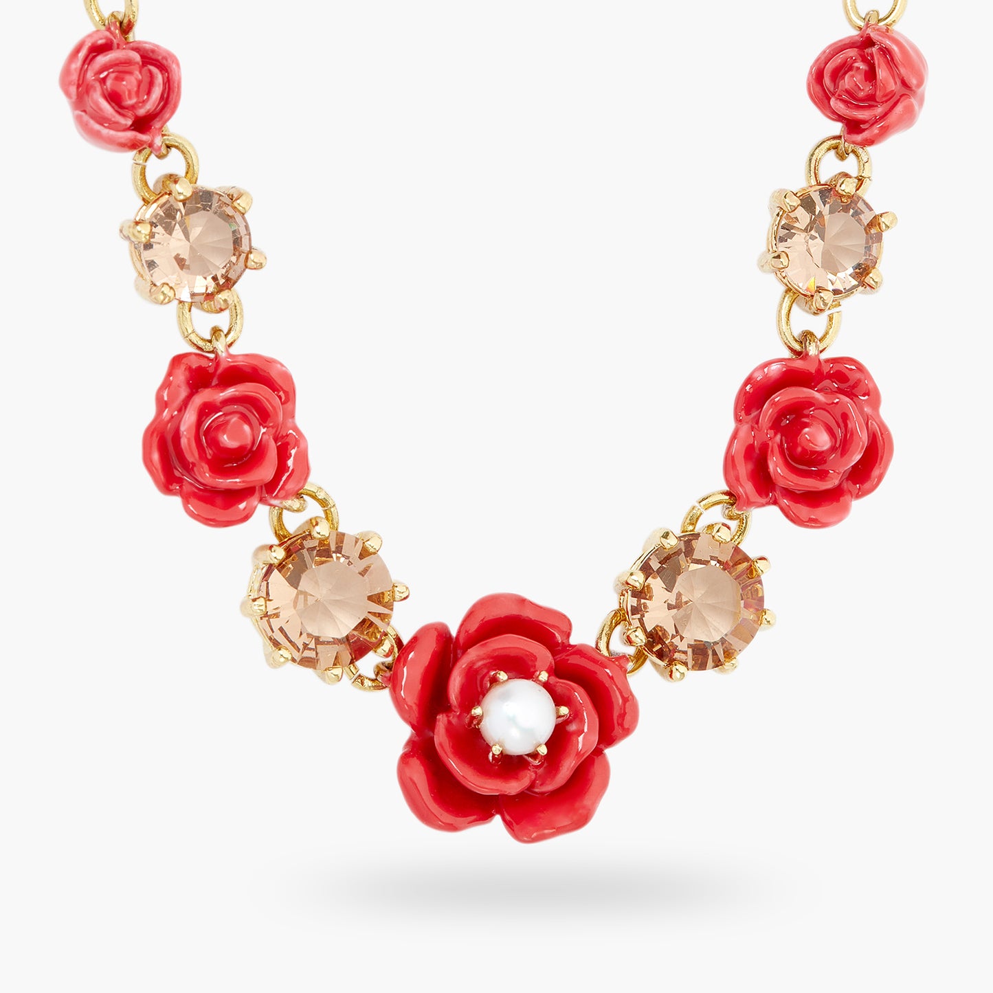 Roses, cultured pearl and stone statement necklace | ASAR3061