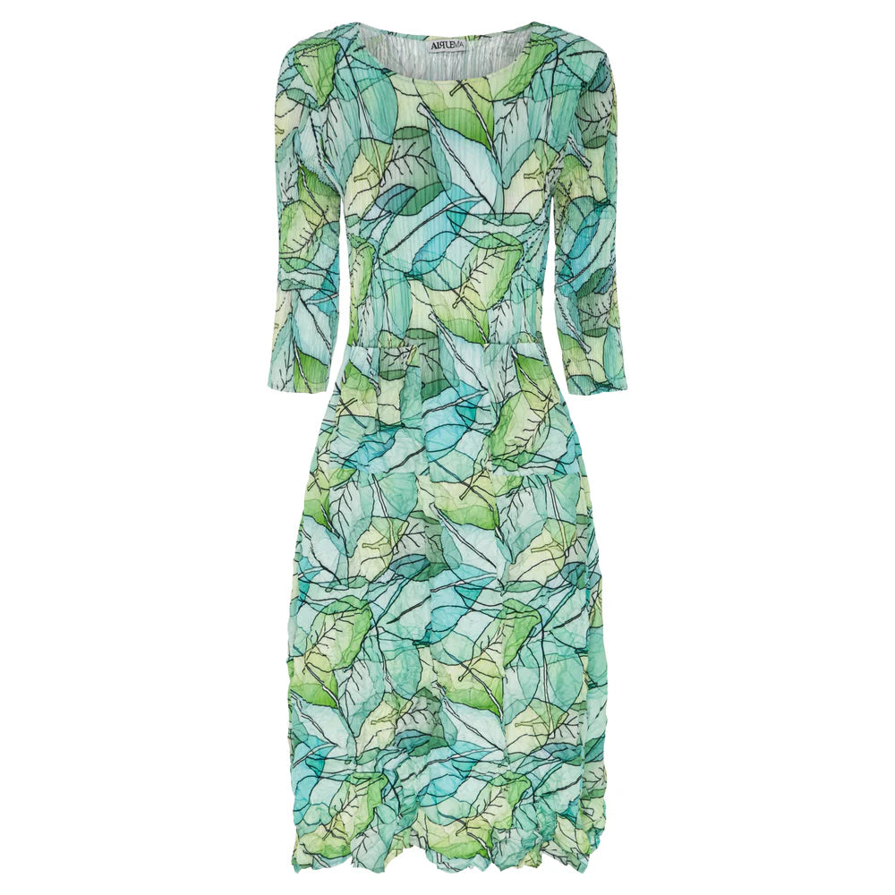 Alquema | 3/4 Sleeve Smash Pocket Dress / Paper Leaf