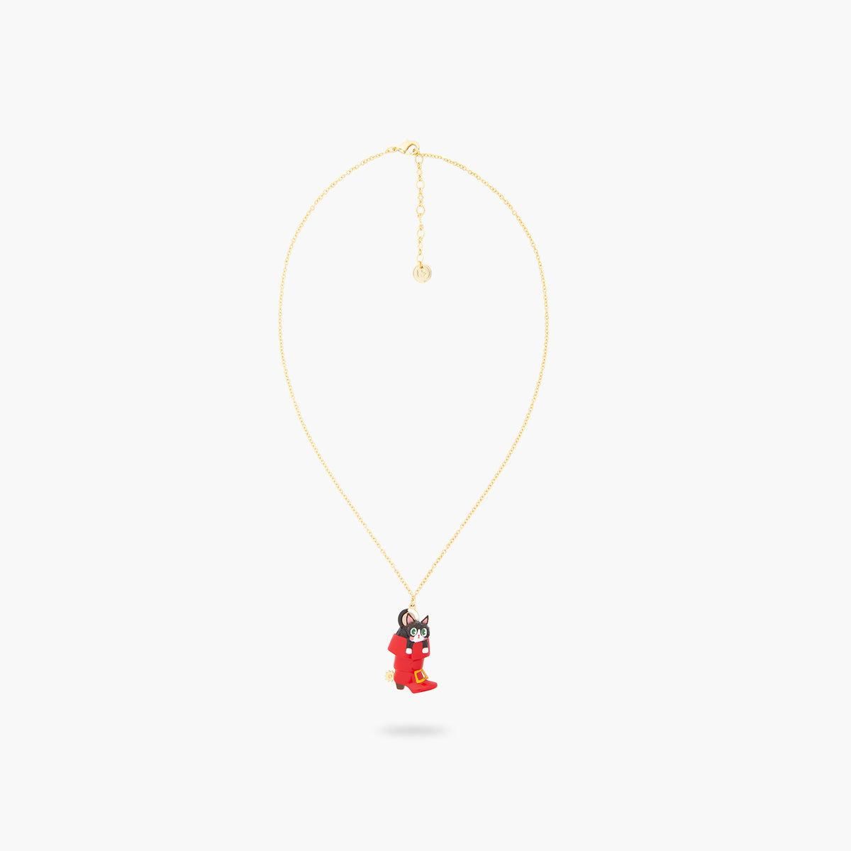 Charming Cat In A Red Boot Pendant Necklace | ASCC3011