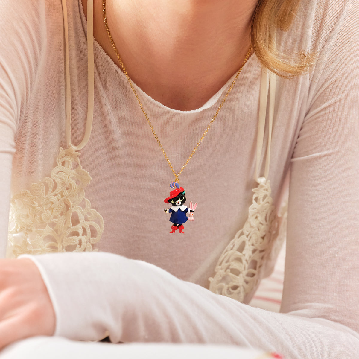 Charming Cat And Rabbit Pendant Necklace | ASCC3021