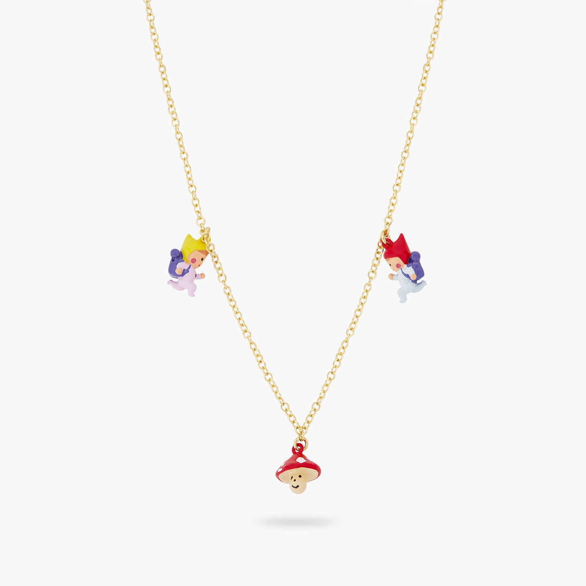 Hiking Young Gnomes And Mushroom Charm Necklace | ascp3051