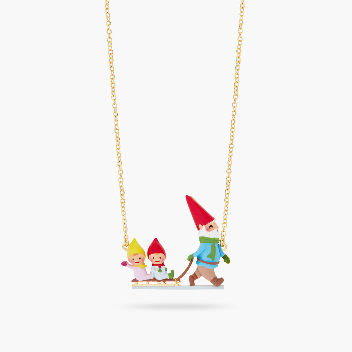 Sledging Garden Gnomes Statement Necklace | ascp3091