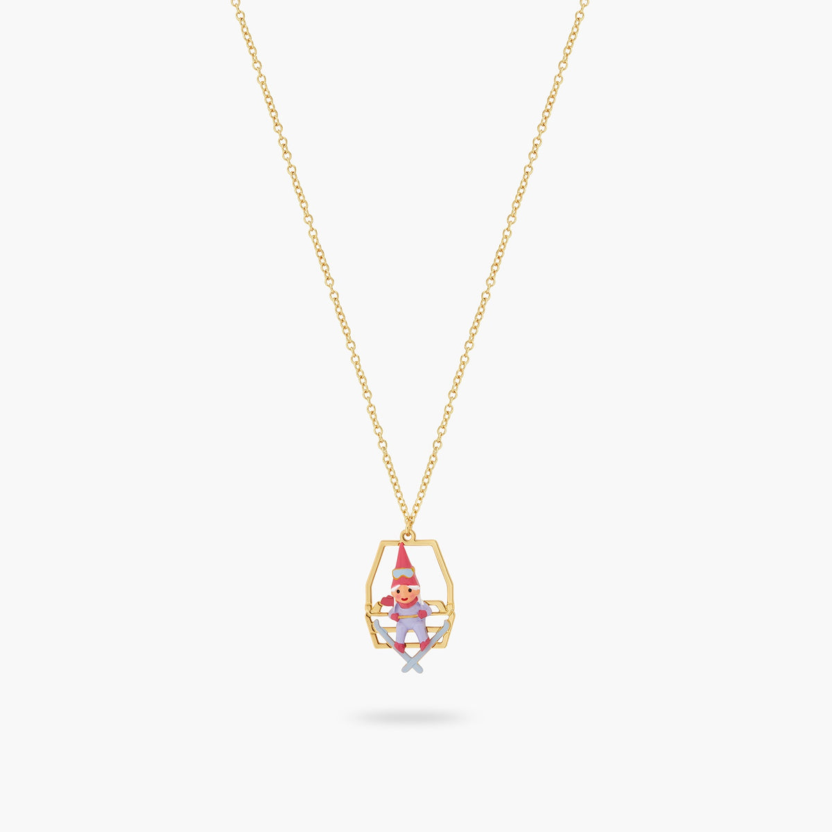 Garden Gnome And Chairlift Pendant Necklace | ascp3111