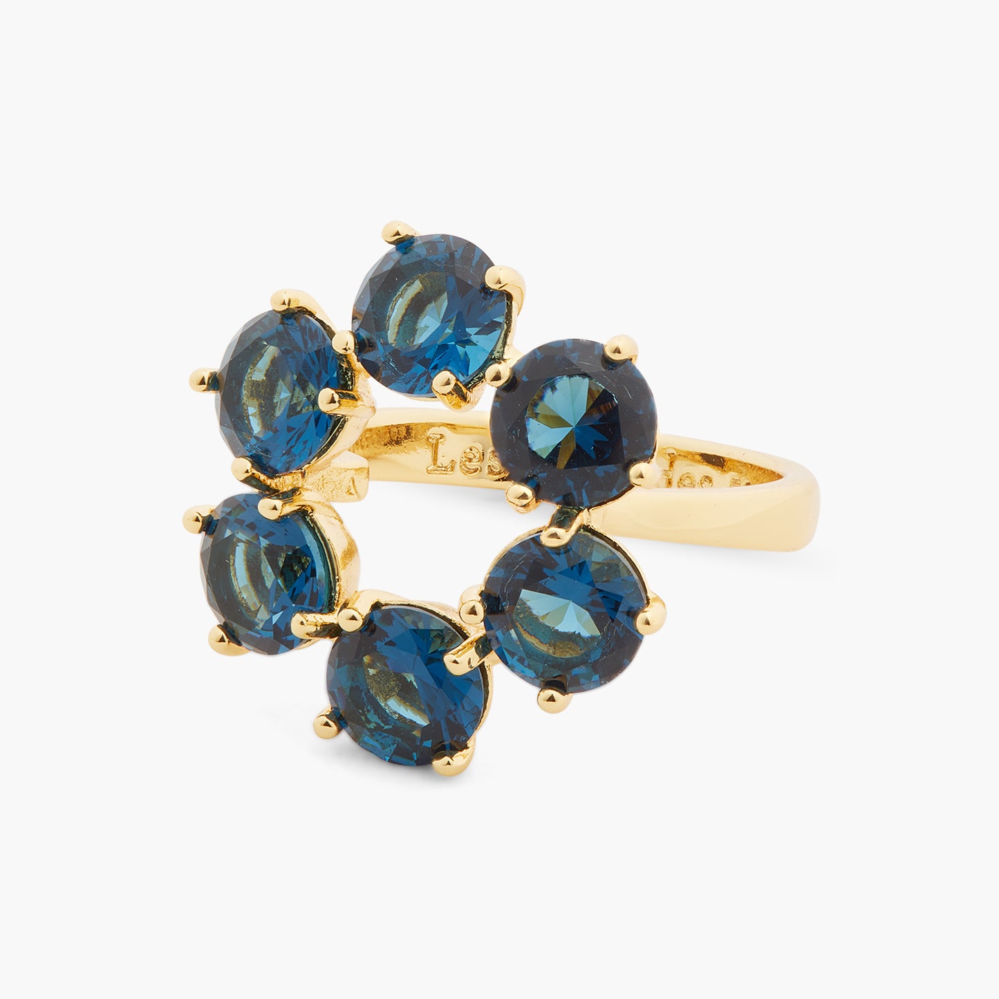 Ocean Blue Diamantine Fine 6 Round Stone Ring | ASLD6191
