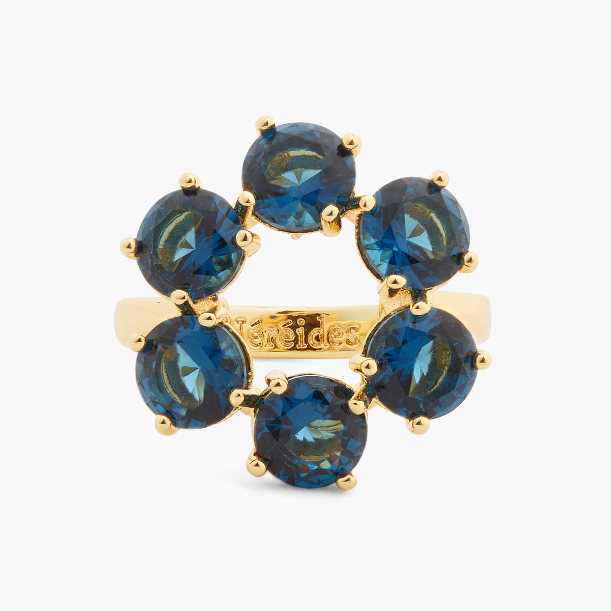 Ocean Blue Diamantine Fine 6 Round Stone Ring | ASLD6191