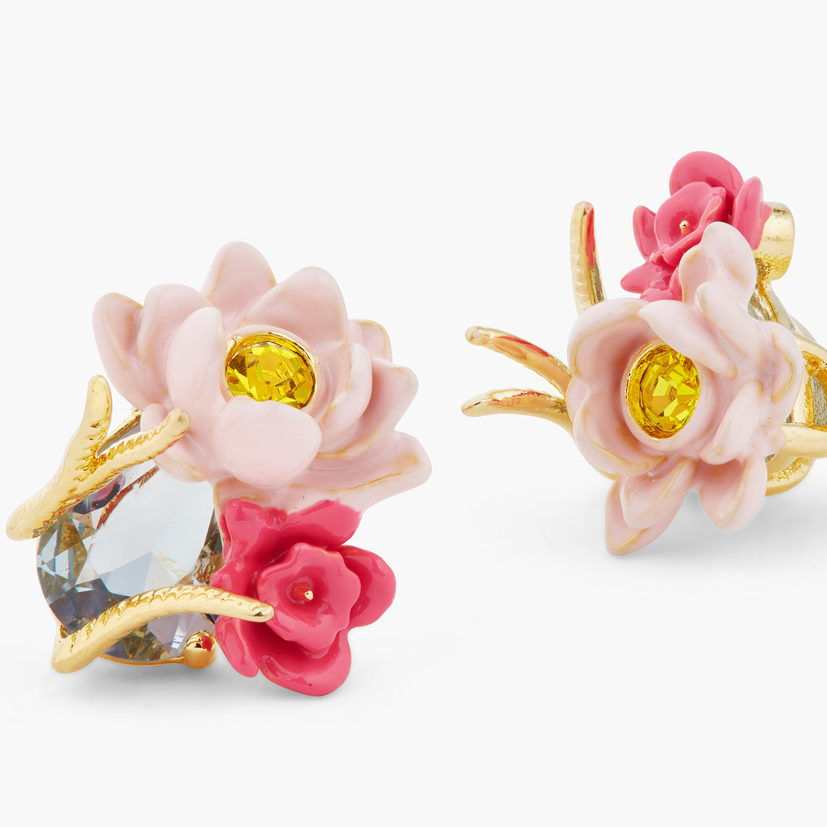 Pink Lotus And Light Blue Stone Earrings | ASOS1061