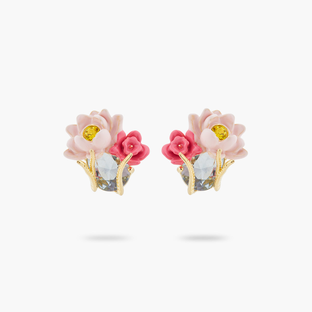 Pink Lotus And Light Blue Stone Earrings | ASOS1061