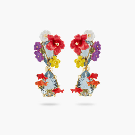 Double stone, flowers and koi fish earrings | ASOS1071