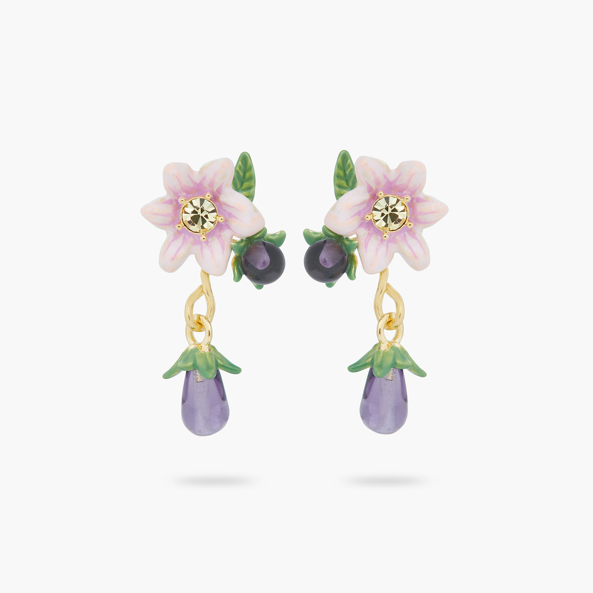 Aubergine And Flower Dangling Earrings | ASPO1031