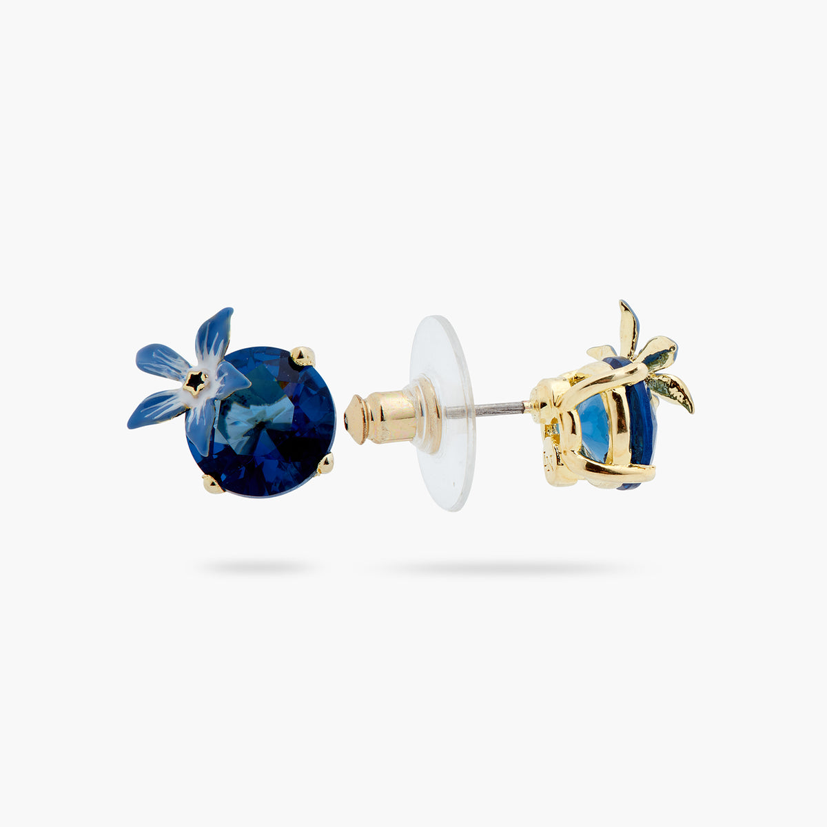Blue Flower And Round Stone Earrings | ASPO1081