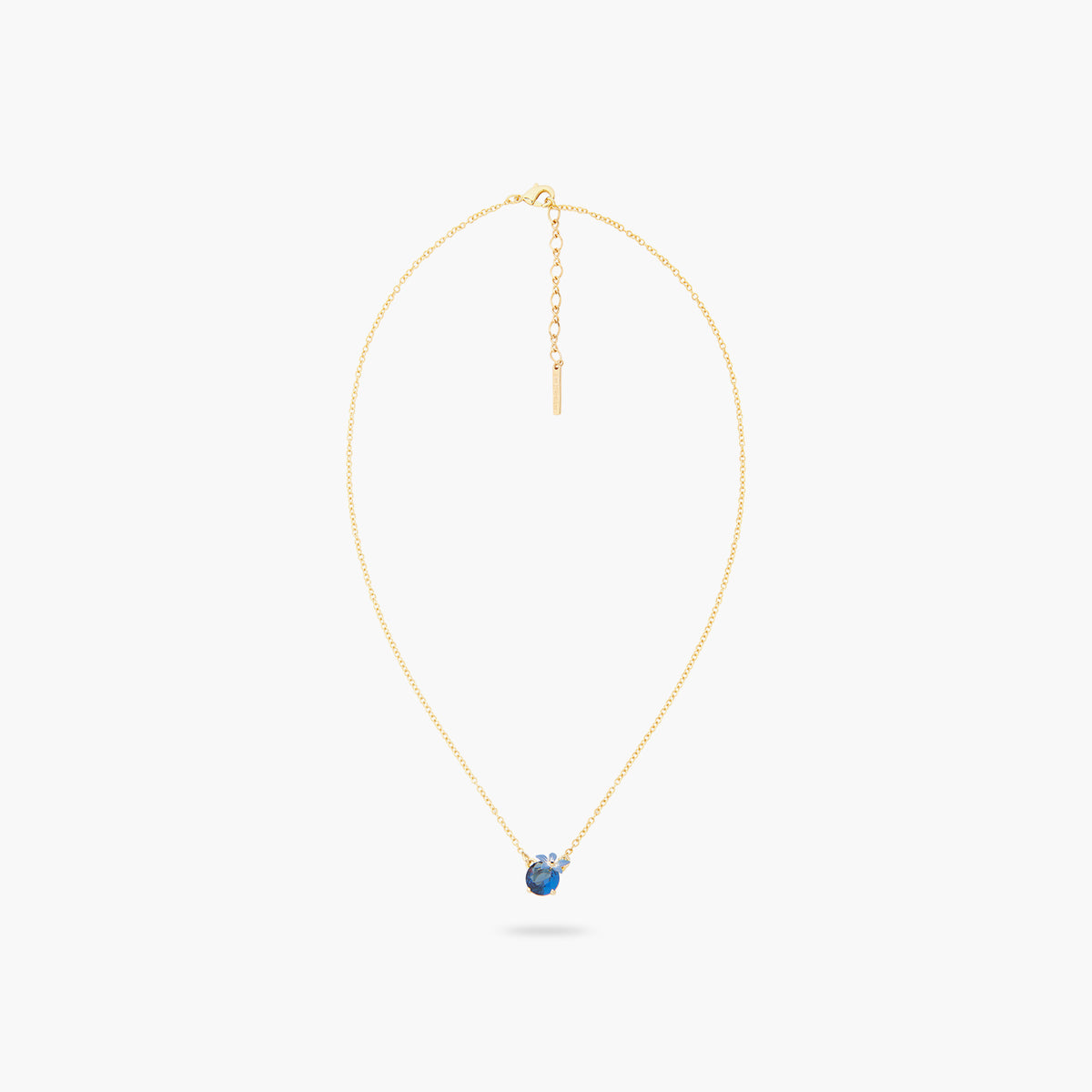 Blue Flower And Round Faceted Crystal Pendant Necklace | ASPO3061