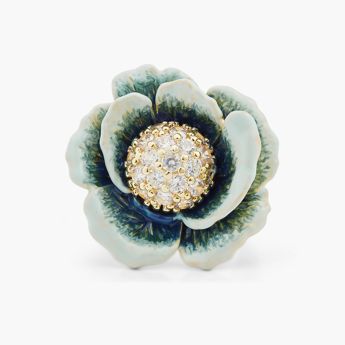 Cabbage Studded With White Crystal Cocktail Ring | ASPO6031