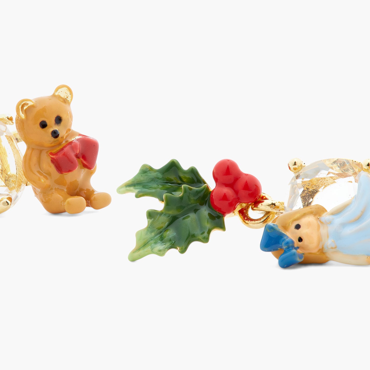 Doll And Teddy Bear Asymmetrical Earrings