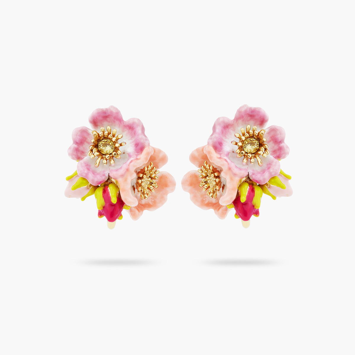Wild Rose And Yellow Cristal Earrings | ASRF1011