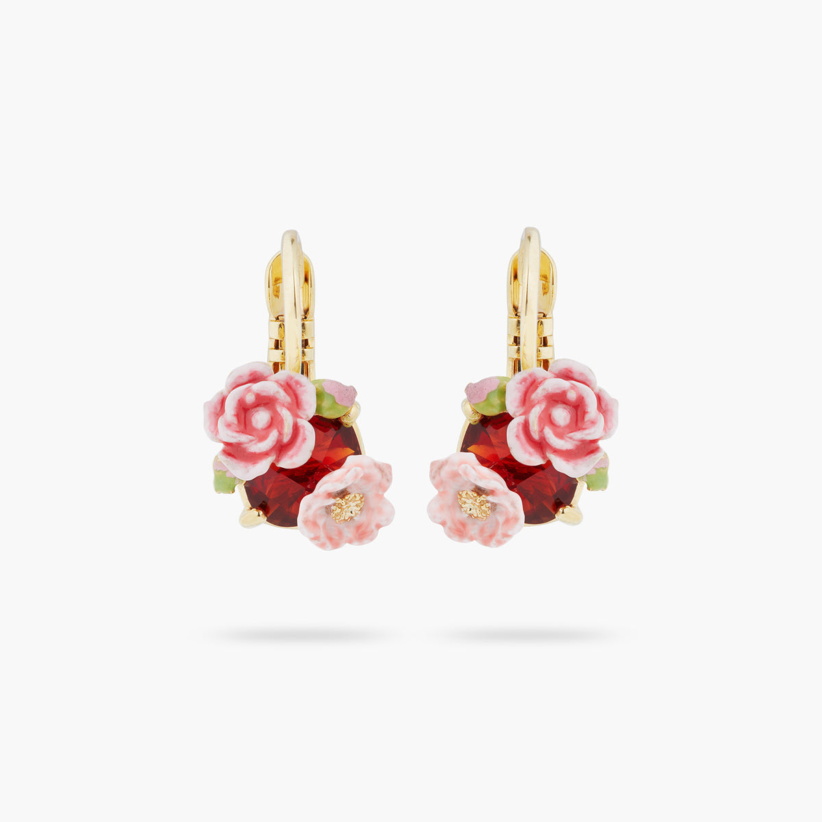 Wild Rose And Garnet Red Stone Earrings | ASRF1021