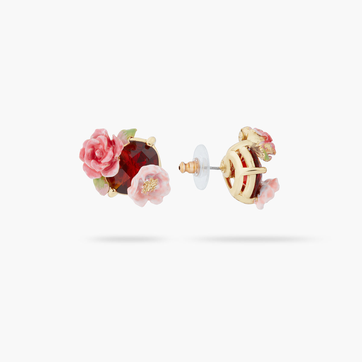 Wild Rose And Garnet Red Stone Earrings | ASRF1021