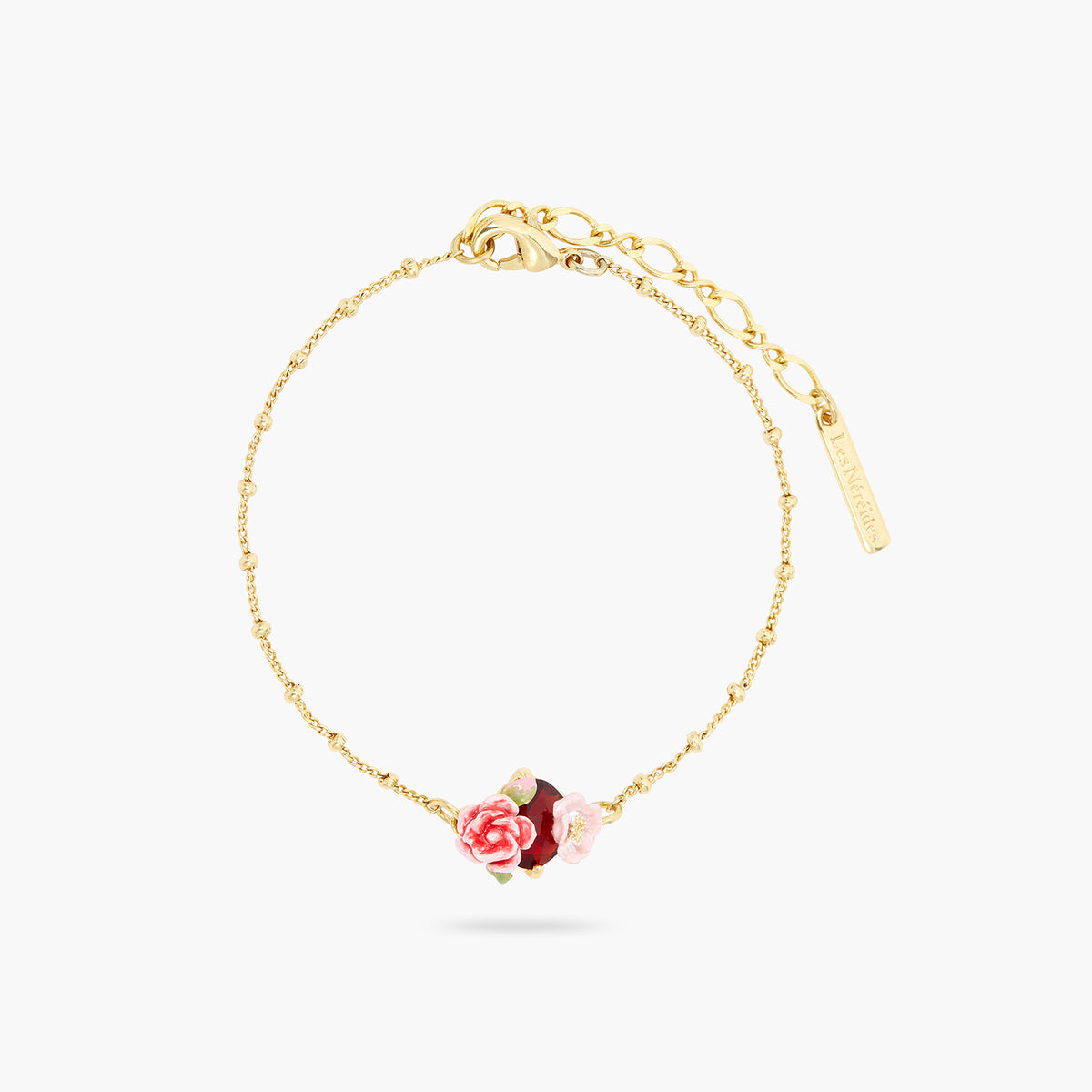 Wild Rose And Red Garnet Stone Thin Bracelet | ASRF2021