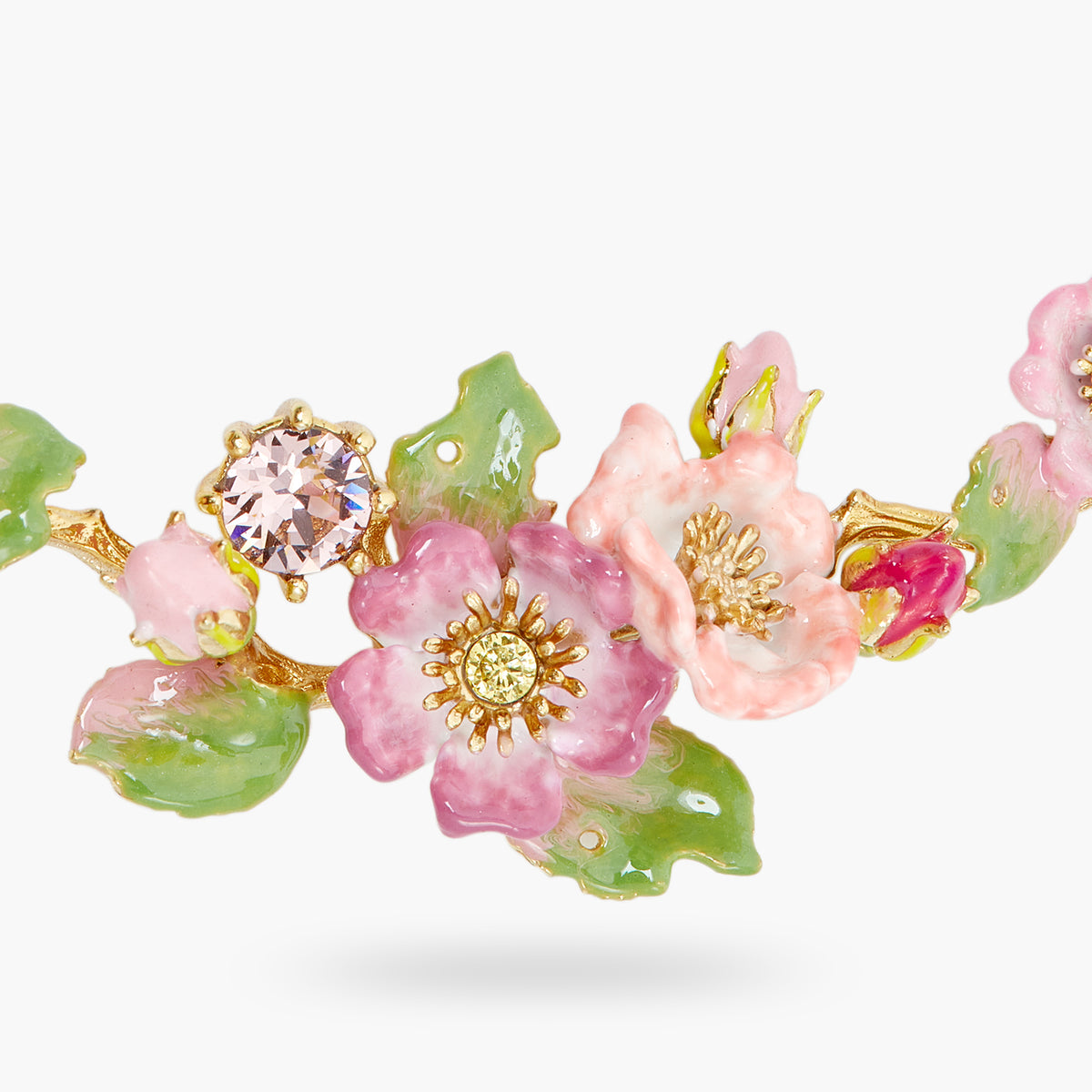 Wild Rose And Rosebush Leaf Statement Necklace | ASRF3011