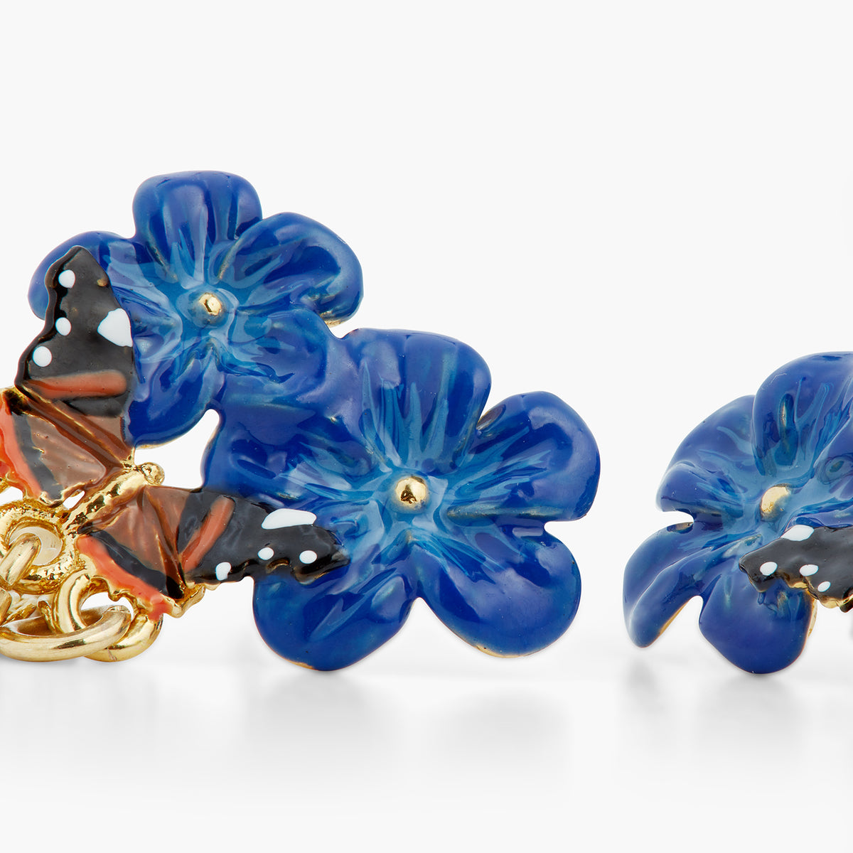 Blue Flax Flowers And Butterfly Dangling Earrings | ASTM1041