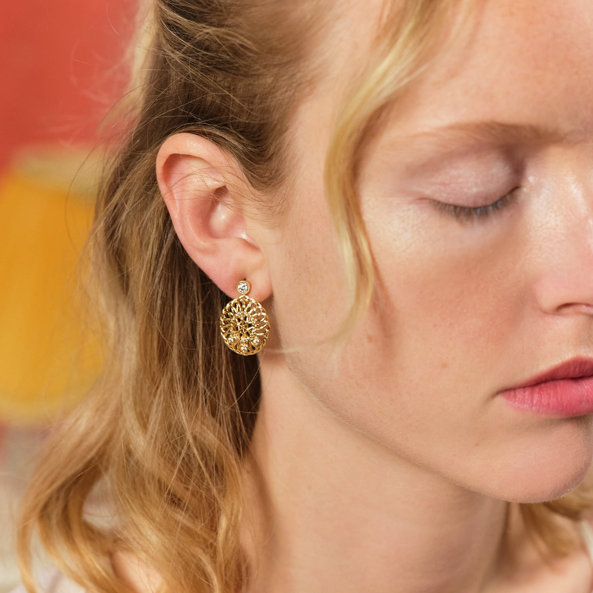 Oval Interwoven Wicker And Crystal Earrings | asva1041