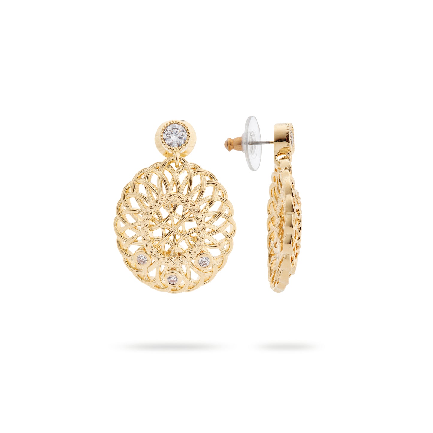 Oval Interwoven Wicker And Crystal Earrings