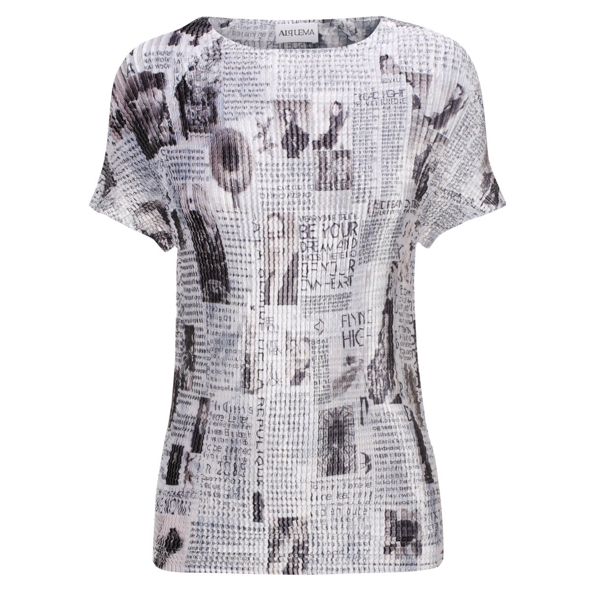 Siren Tee in Black and White Newspaper