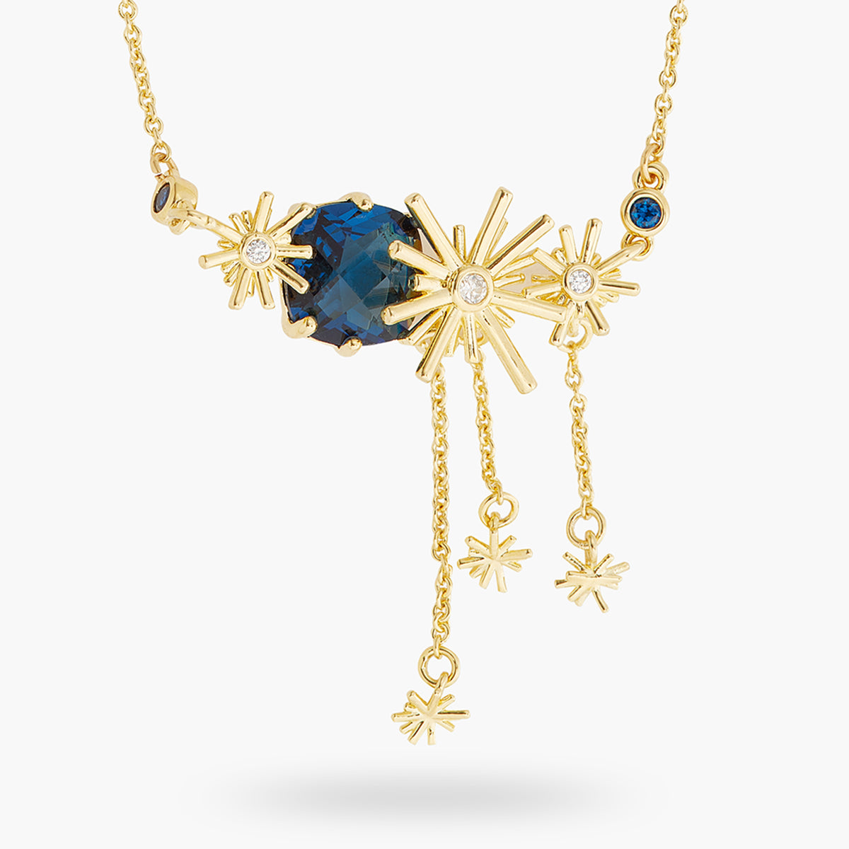 Gold Stars And Blue Stone Statement Necklace | ATET3011