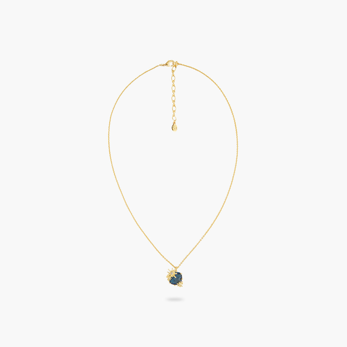 Gold Stars And Square Stone Pendant Necklace | ATET3021