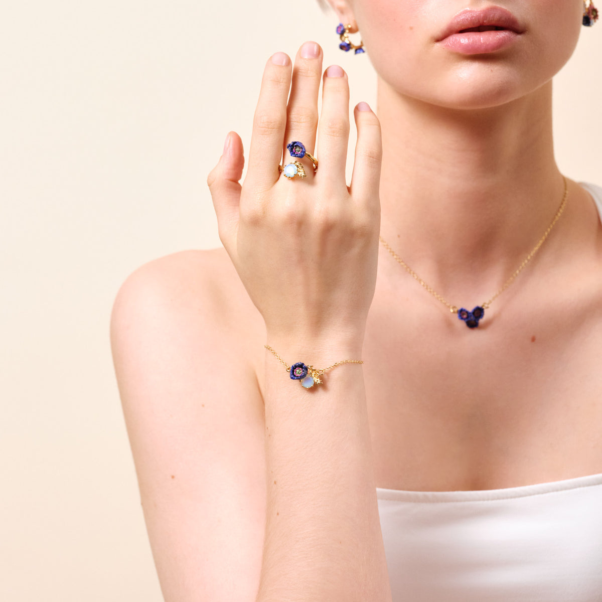 Anemone Flower And Crystal Fine Bracelet | atfi2021