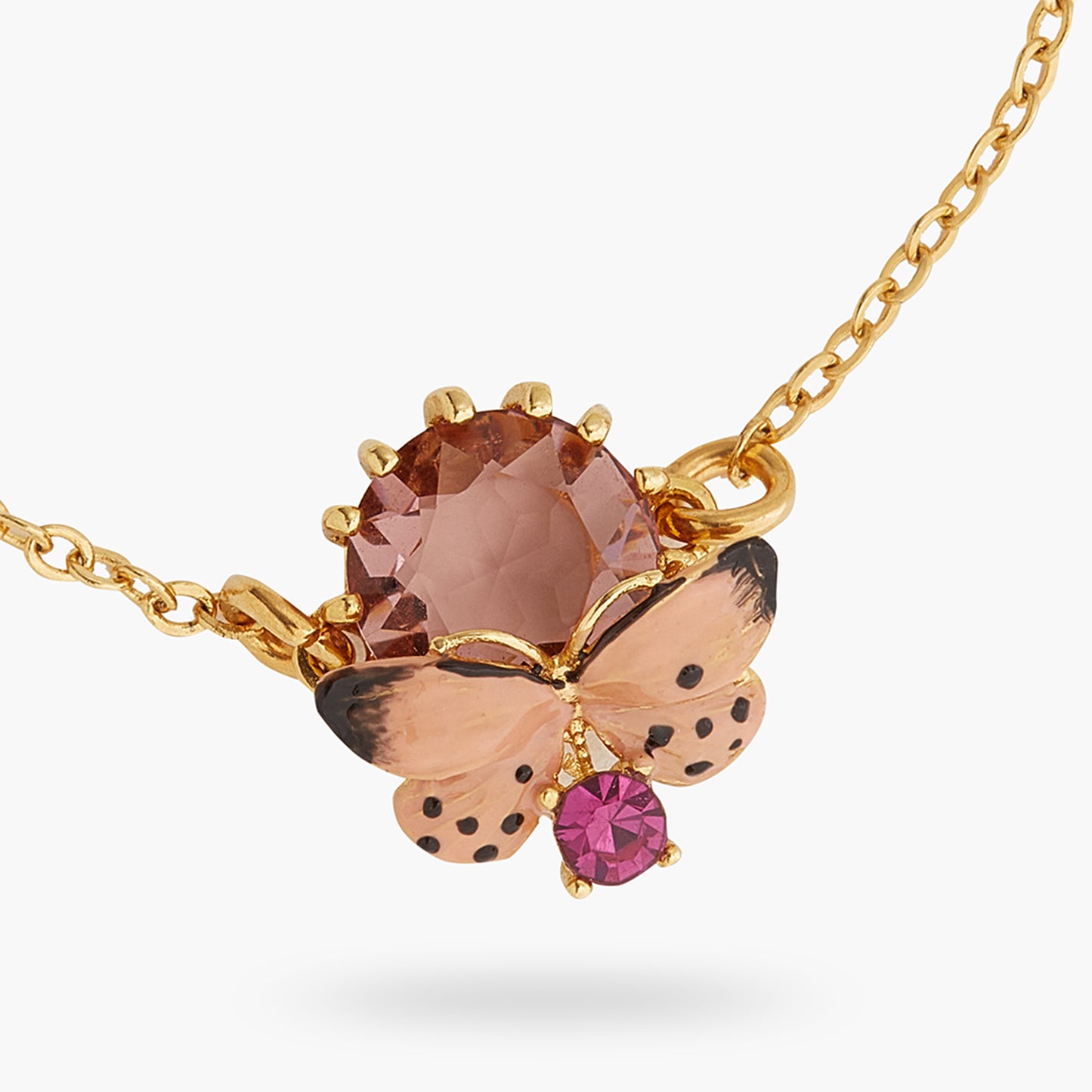 White Butterfly And Round Stone Fine Bracelet