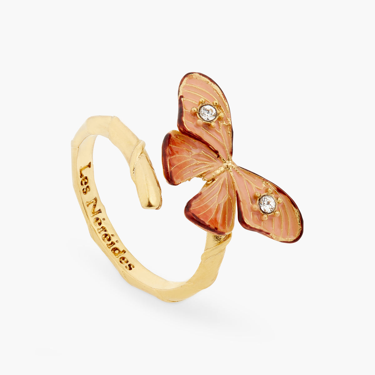 Enamelled Butterfly And Cut Crystal Stone Adjustable Ring | ATLA6011