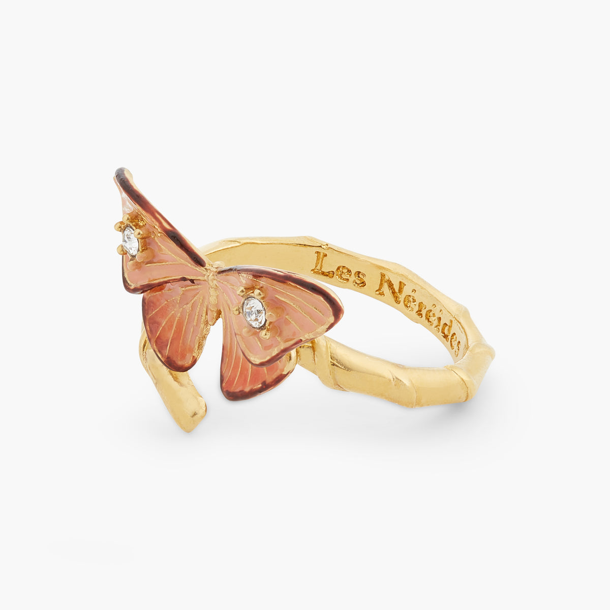 Enamelled Butterfly And Cut Crystal Stone Adjustable Ring | ATLA6011