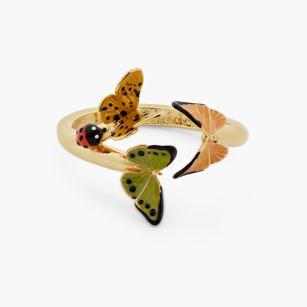 Colourful Butterfly And Enamelled Ladybird Adjustable Ring | ATLA6031