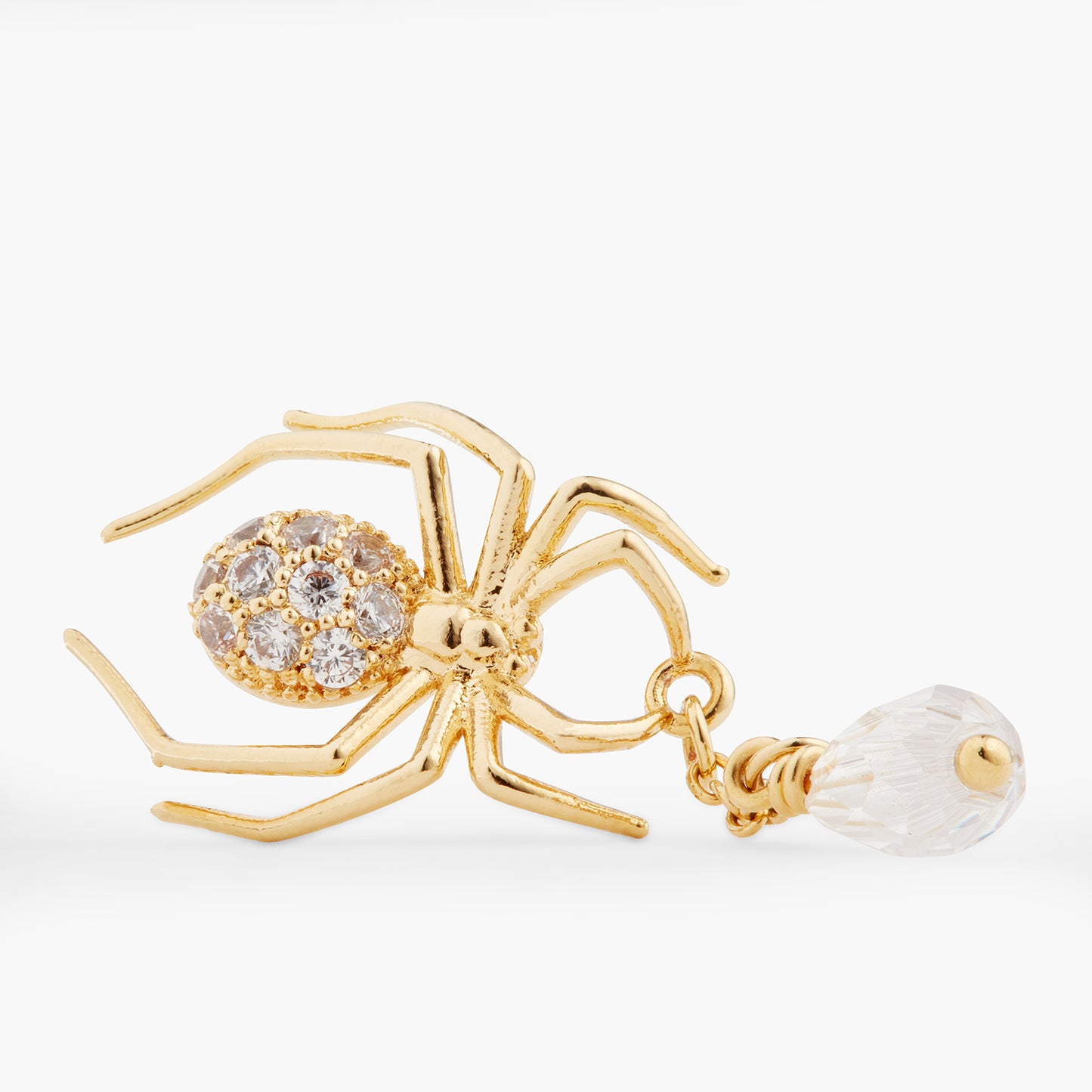 Golden Spider And Cut Crystal Dangling Earrings | atnf1011