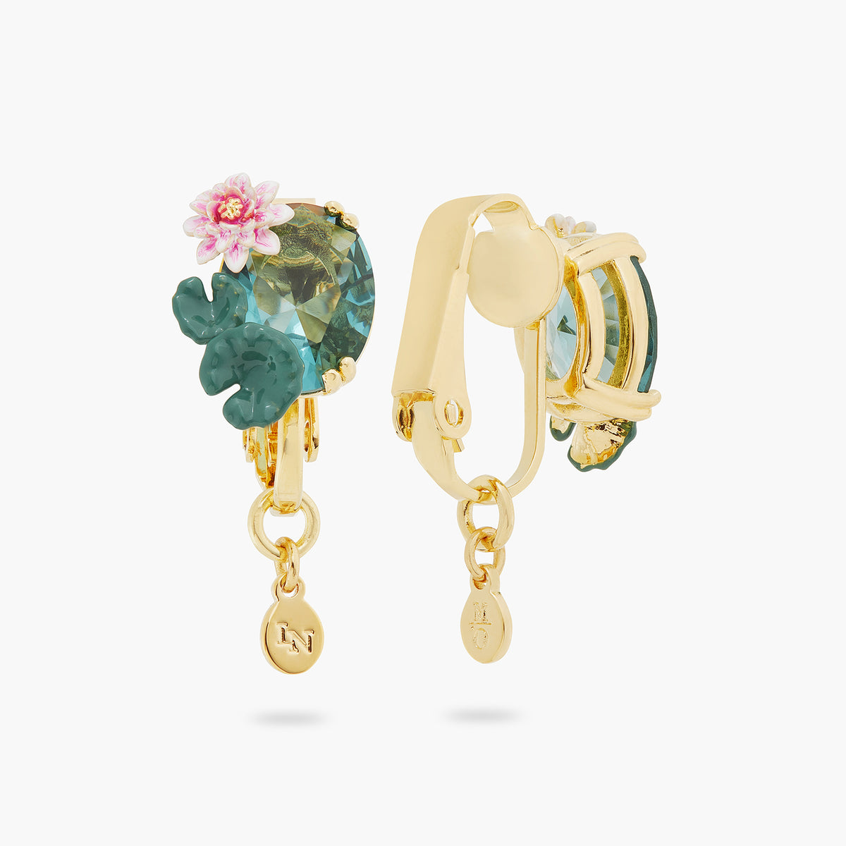 Lotus Flower And Blue Stone Earrings | ATNY1091