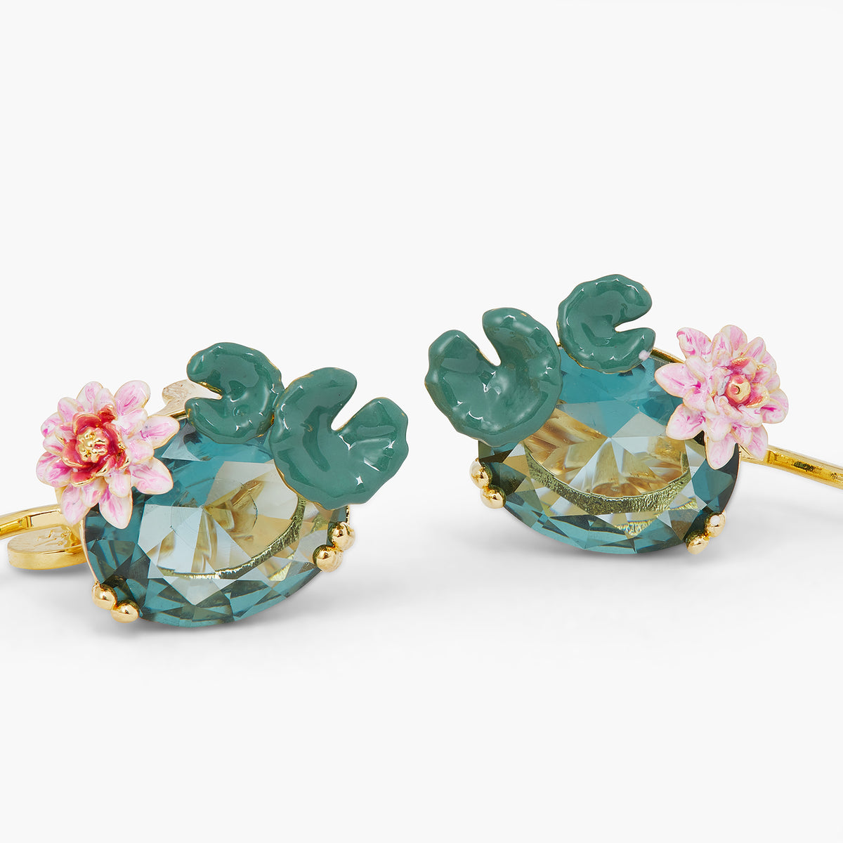 Lotus Flower And Blue Stone Earrings | ATNY1091