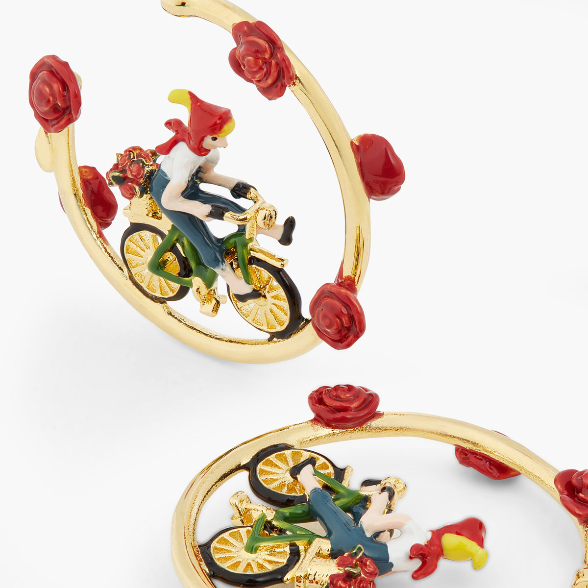 Roses And Woman On Bicycle Earrings | atpa1011