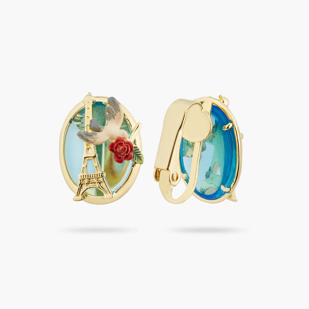 Eiffel Tower, Sparrow And Rose Earrings | atpa1041