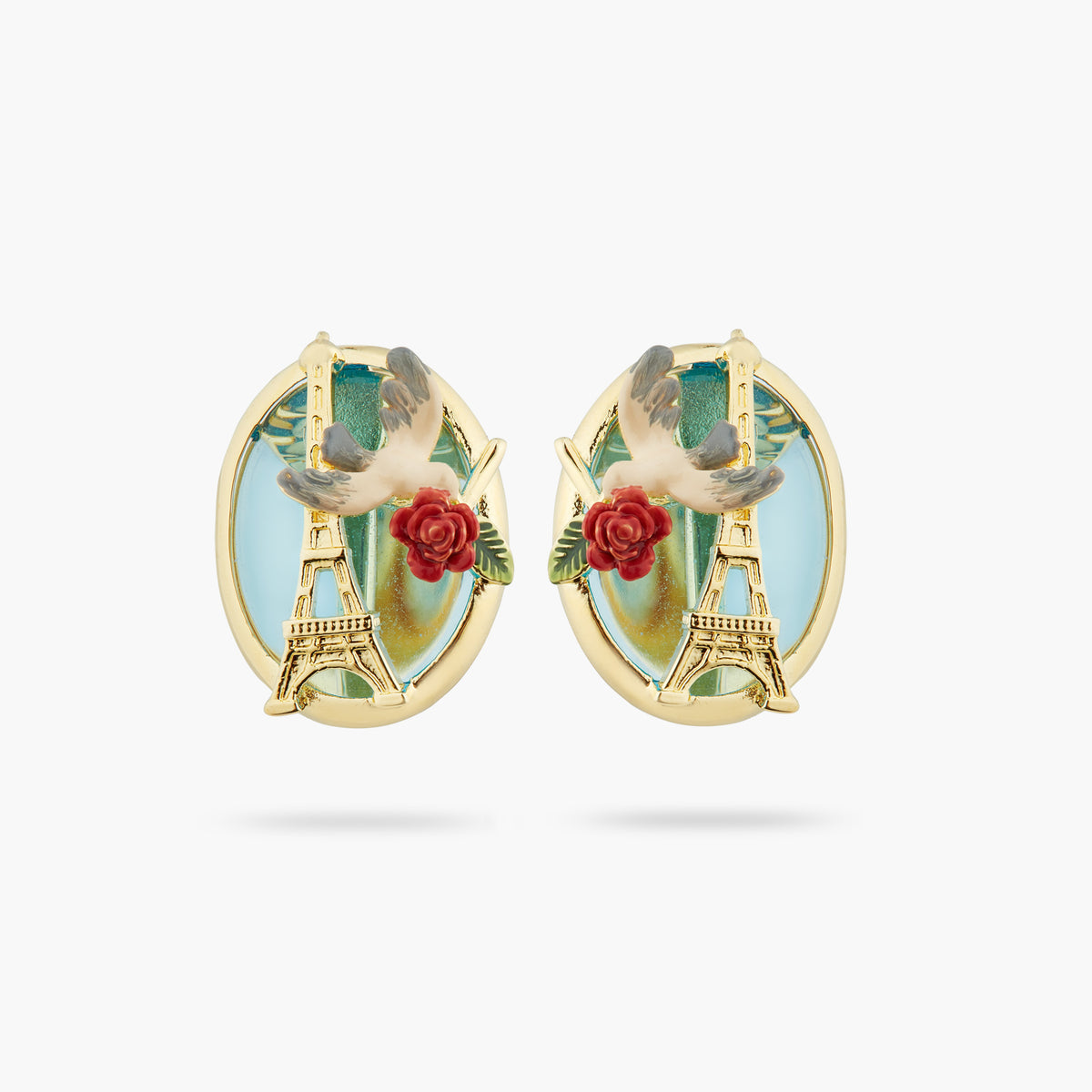 Eiffel Tower, Sparrow And Rose Earrings | atpa1041