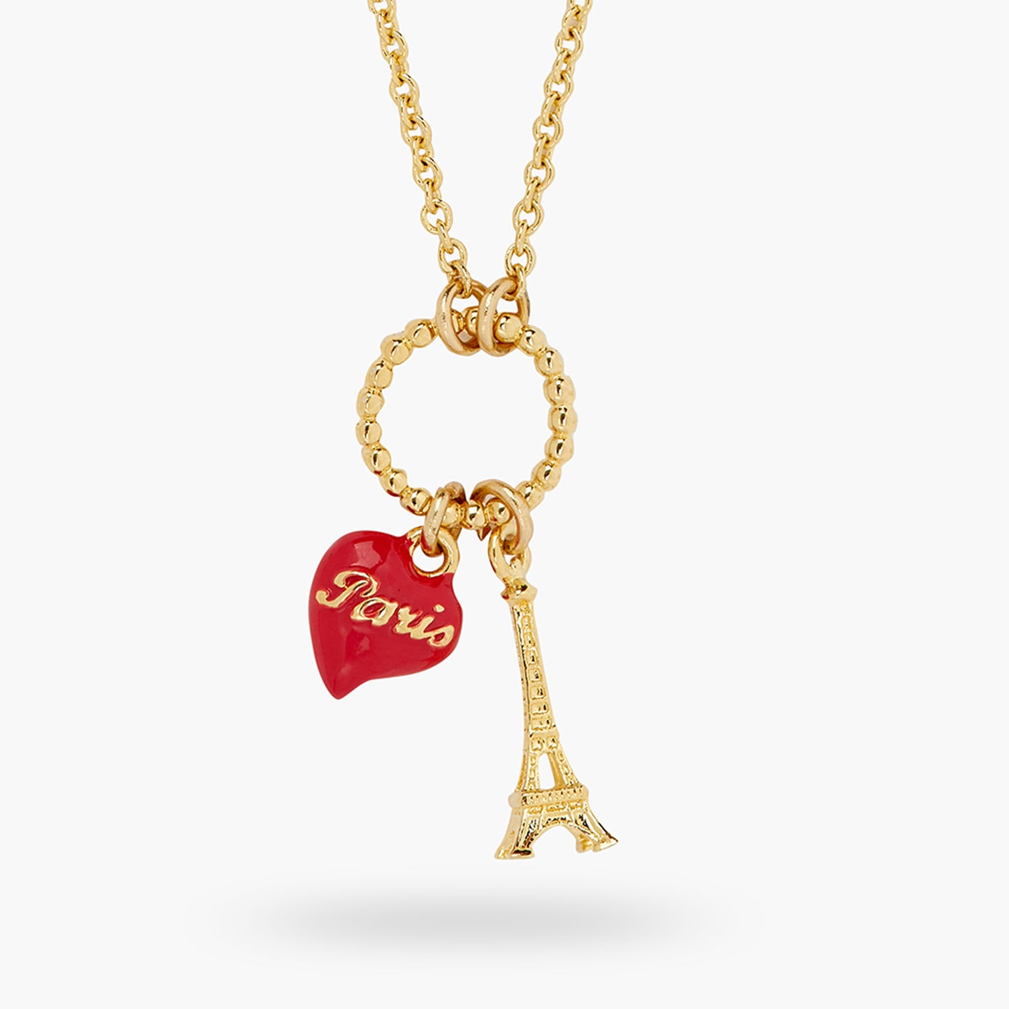 Eiffel Tower And Red Heart Pendant Necklace | atpa3031