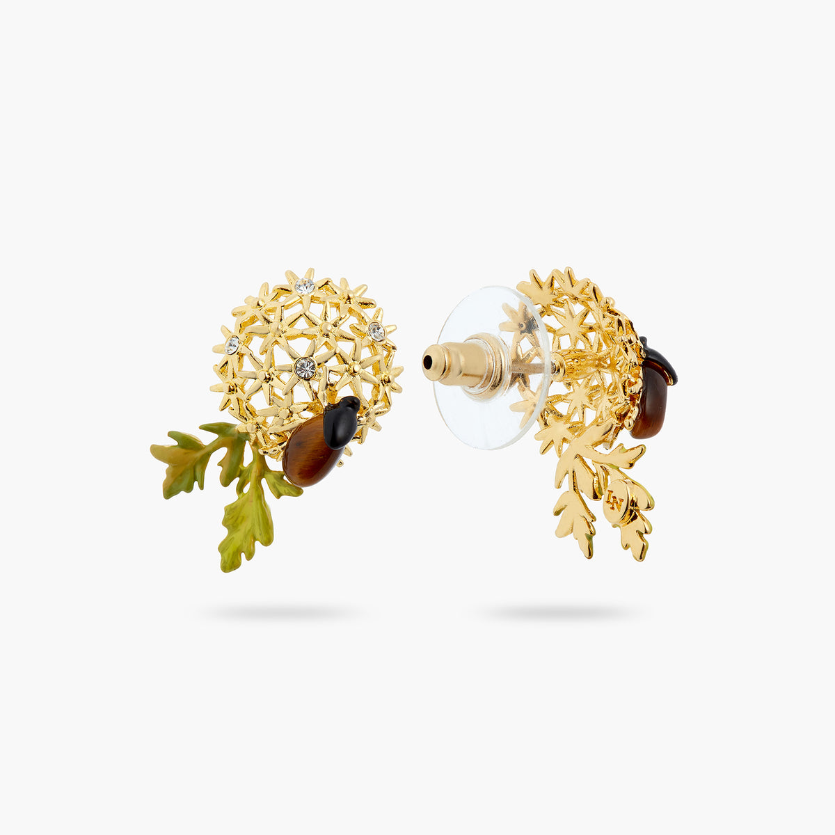 Golden Flower Bouquet And Scarab Beetle Earrings | ATPO1101