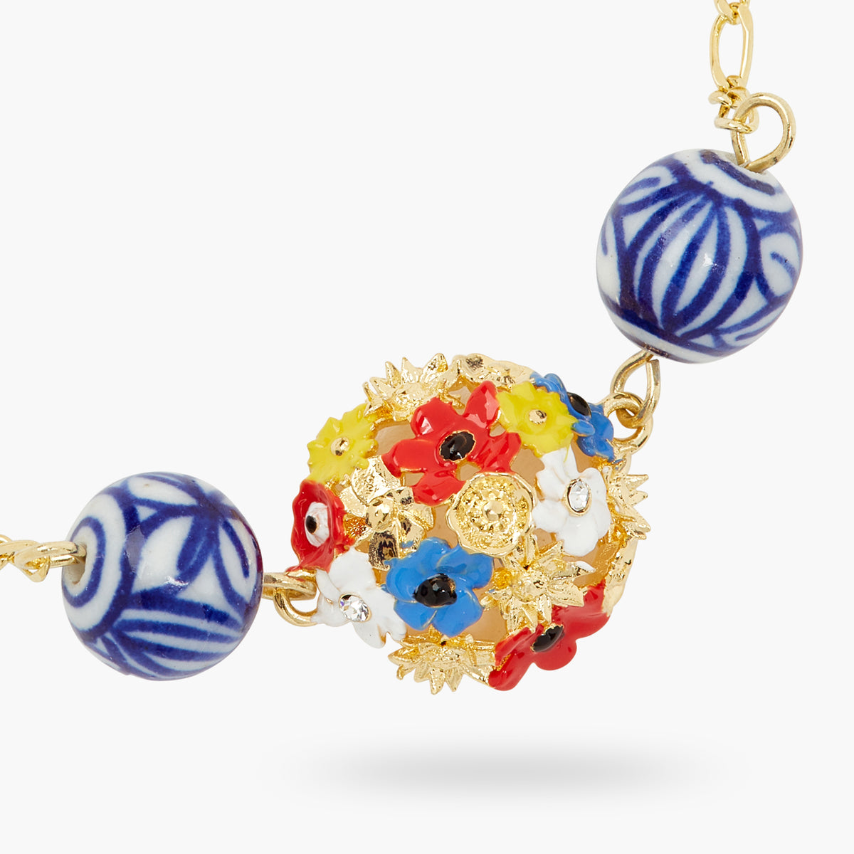 Fine Flower Bouquet And Ceramic Bead Bracelet | ATPO2031