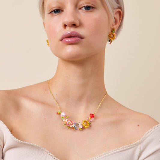 Wildflower And Blue Stone Statement Necklace | ATPO3011