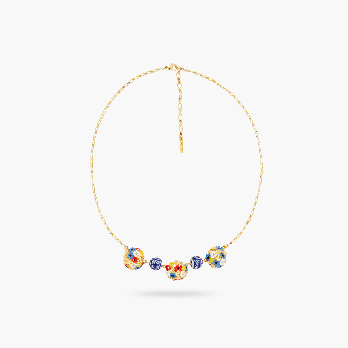 Flower Bouquet And Ceramic Bead Statement Necklace | ATPO3071