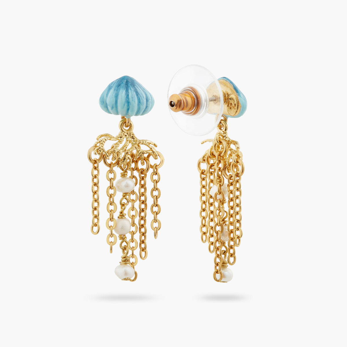 Blue And Golden Jellyfish Dangling Earrings | atpr1031