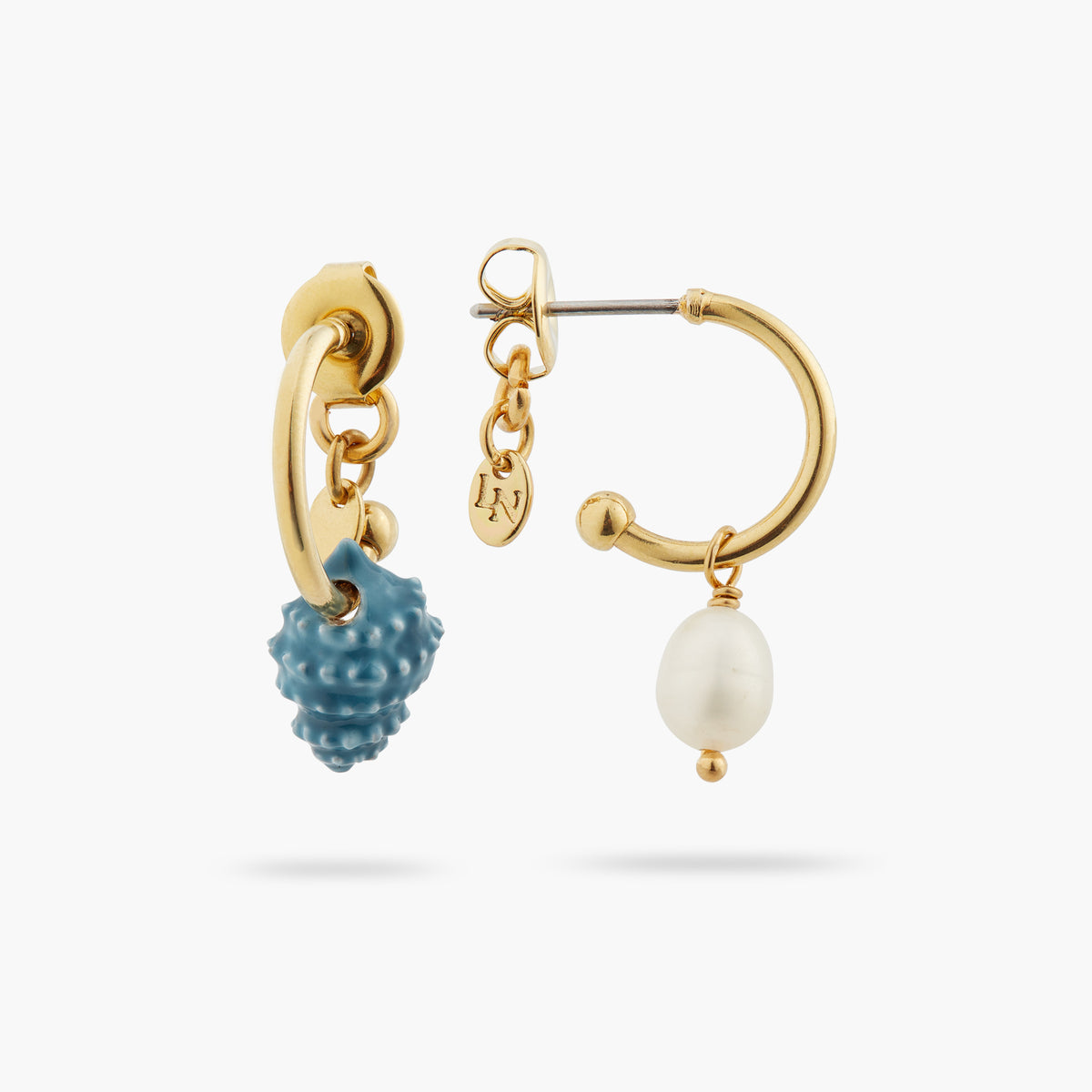 Asymmetrical Seashell And Mother Of Pearl Bead Earrings | atpr1061
