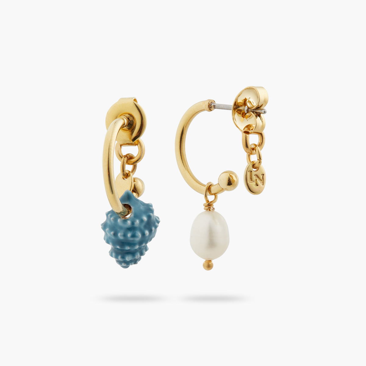 Asymmetrical Seashell And Mother Of Pearl Bead Earrings | atpr1061