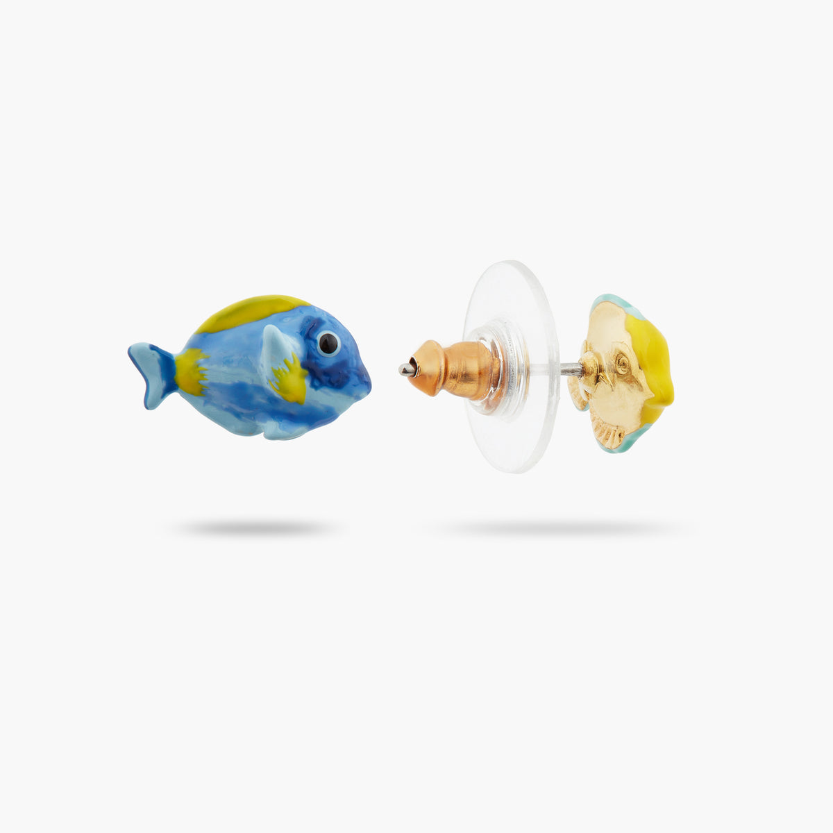 Asymmetrical Blue Fish And Yellow Fish Earrings | ATPR1071